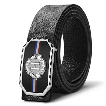 hfur阿玛尼尼2023新款格子纹皮带男士潮流青年休闲腰带真皮平滑扣dk81