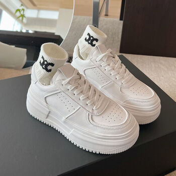 感小白鞋女厚底松糕鞋春秋季新增高鞋时尚百搭白色休闲鞋日本白色40