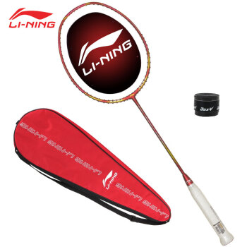 李宁（LI-NING）风动导流科技全碳素羽毛球拍 均衡型 风动4000B 红色 单拍(已穿线)