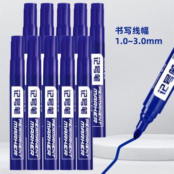 金万年记号笔防水物流用笔油性圆头不易掉色大头快递升级款箱头笔涂字笔 10支 防水记号笔 蓝色