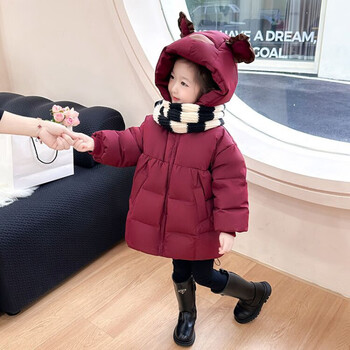 巴拉巴拉女童服洋气2023新款小女孩冬季棉衣女宝宝白鸭绒儿童冬装棉袄