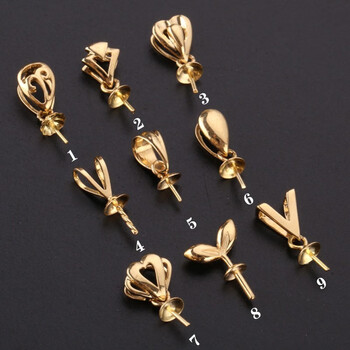 金年旺 18k金吊坠托diy项链珍珠吊坠空托配件万能拖单颗蜜蜡多款素金