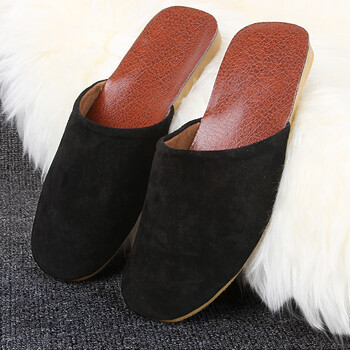 春夏天家居凉皮拖鞋男海宁经典猪皮拖鞋居家鞋男女情侣耐滑透气地板拖