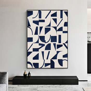 画奇妙黑白灰风格装饰画不规则几何色块抽象艺术壁画桌面摆画展厅挂画