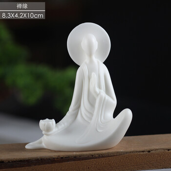 新中式禅意小和尚摆件白瓷人物陶瓷盆景鱼缸装饰家居玄关国风禅缘