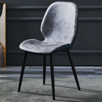 景彩椅子北欧餐椅家用靠背椅现代简约设计休闲椅子办公商业接待椅 CY61灰色科技布+皮革拼