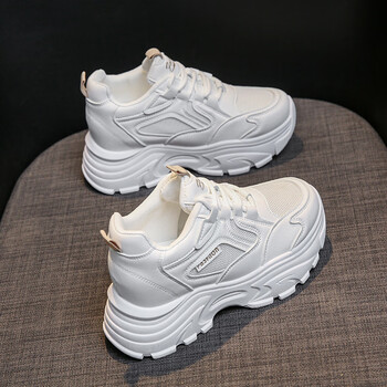 森马小个子内增高小白鞋女厚底百搭秋季老爹鞋透气休闲运动鞋女款白色