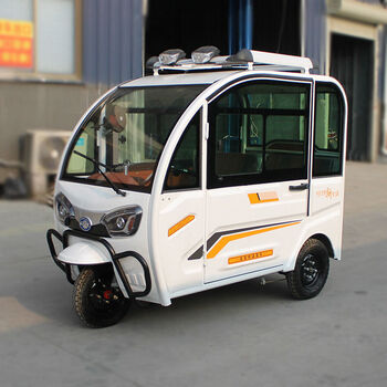 电动三轮车家用成人小型接送孩子全封闭两门双排座老人三轮电瓶车 中