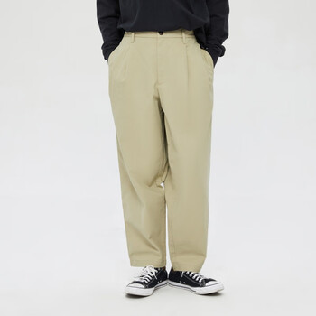 gap男装阔版休闲长裤850766春秋季时尚宽松纯色卡其裤运动长卡其色38