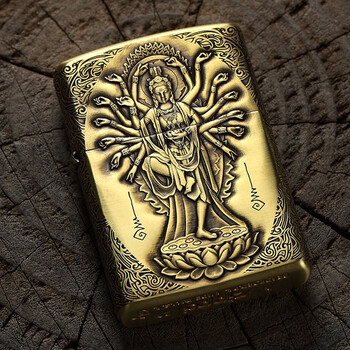 正品zippo之宝打火机原装防风黄铜盔甲机加厚3d雕刻千手观音观音菩萨