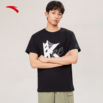 安踏(anta)kt系列纯棉短袖t恤男2023夏季舒适针织上衣152221162 基础