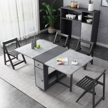 折叠餐桌小户型家用可移动带轮伸缩多功能餐桌椅组合简易桌子饭桌12米