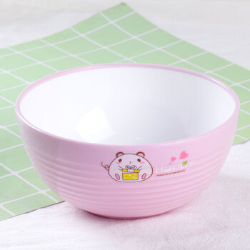 儿童碗防摔宝宝吃饭碗卡通可爱吃面碗清新可爱米饭碗汤碗塑料大号紫芋