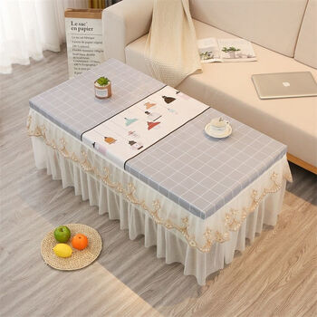 雪欧菲茶几桌布防水防烫茶几垫桌布蕾丝纱边pvc防水防油茶几套罩茶几