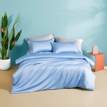 60支贡缎四件套纯棉床上用品床单被套被罩哈瓦那系列 汽车旅行 蓝色