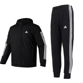 阿迪达斯 (adidas)男子运动套装 秋冬防风保暖棉衣连帽棉服外套束脚