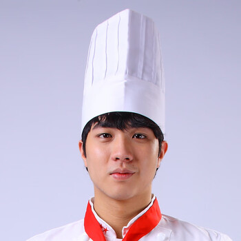 轩予厨师帽高帽男工作帽白色方顶布帽酒店餐厅定制棉布蛋糕店帽高方帽