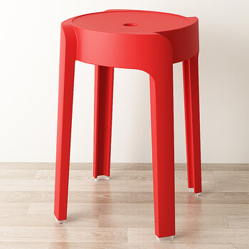 圆凳塑料加厚凳子可叠放餐椅板凳家用椅子备用凳高凳红色xlgf风车凳