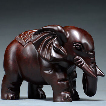 摆件实木吸水大象黑檀木雕象摆件一对实木大象电视柜玄关客厅家居桌面
