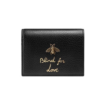 gucci/古驰animalier系列金属小蜜蜂字母印花卡包预售 黑色 11*8