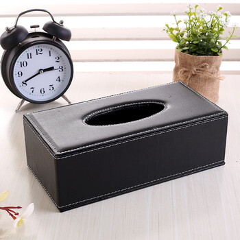 仓梵皮质纸巾盒抽纸盒子办公文具居家生活客厅酒店用品会议车用黑色