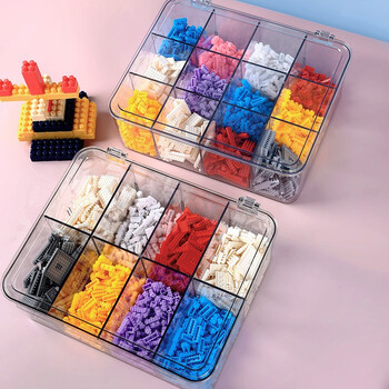 乐高收纳盒防尘小颗粒零件分类透明积木盒拼装儿童玩具收纳箱子大号8