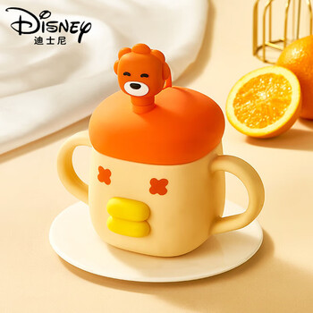 迪士尼(disney)儿童带刻度防摔牛奶杯吸管杯喝泡奶粉杯子宝宝玻璃水杯