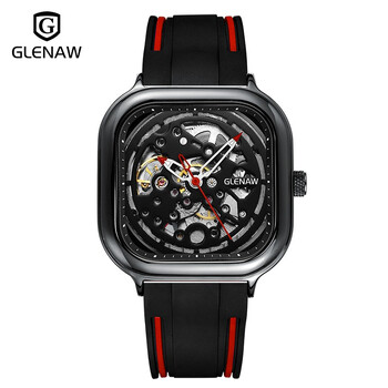 虔生缘星期五方形男士手表男机械表全自动镂空时尚潮流大表盘运动腕表