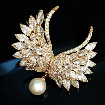 珠宝首饰>珍珠>珍珠胸针>北极泉>北极泉珍珠胸针优雅时尚天使之翼镶