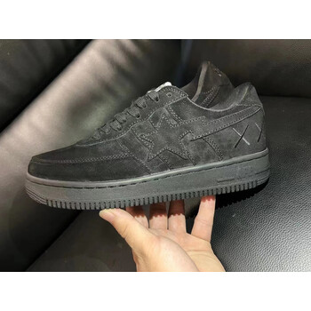 bapesta鞋子kaws联名流星漆皮年经典拼色男女情侣低帮休闲板鞋 黑色