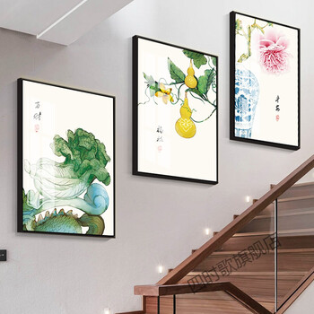 启画堂楼梯装饰画 复式楼楼梯间装饰画 楼梯墙壁挂画楼梯墙面装饰画新