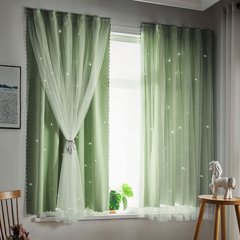魔术贴小窗帘免打孔安装遮光布卧室简易出租房用粘贴式2020新款纱果绿