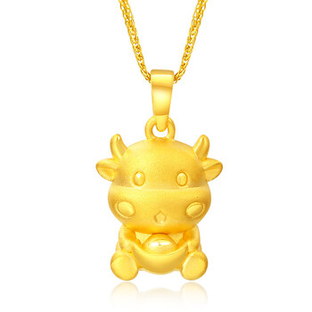老凤凰2021年本命年生日礼物生肖牛黄金吊坠属相999足金项链女送妈妈