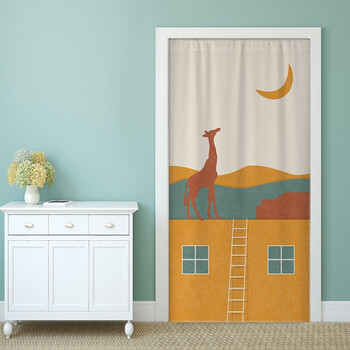 映容布艺门帘隔断帘免打孔遮挡空调挡风挂帘加厚长门帘房间装饰印花