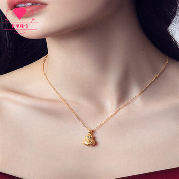 朴里珠宝黄金福袋吊坠女足金999配项链锁骨链颈链套链节日送女友礼物
