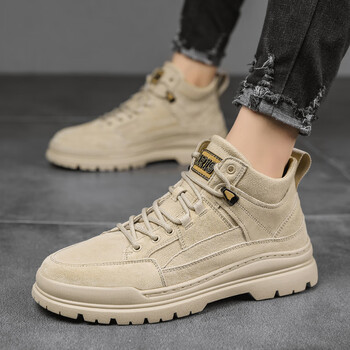 反绒皮男士高帮马丁靴翻毛冬季鞋中帮春秋夏季工装潮流鞋子磨砂皮