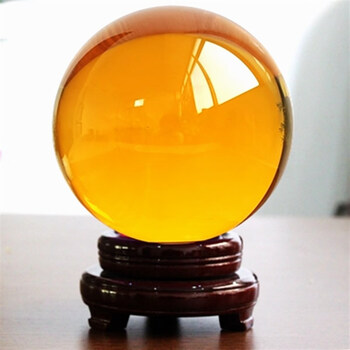 珠泰 黄色水晶球家装饰品摆件客厅家居摆设透明玻璃酒柜办公桌开业