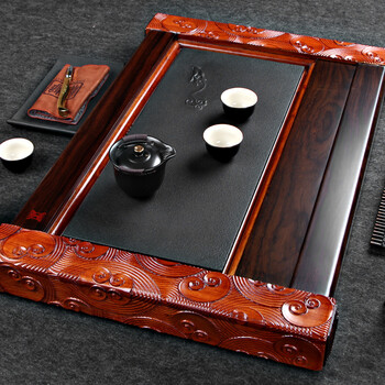 茶盘实木茶海家用乌金石茶台简约托盘排水功夫茶具新如意茶盘77x50x8