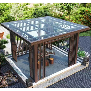 防腐木凉亭亭子庭院凉亭秋千户外铝合金凉亭现代新中式户外庭院四角