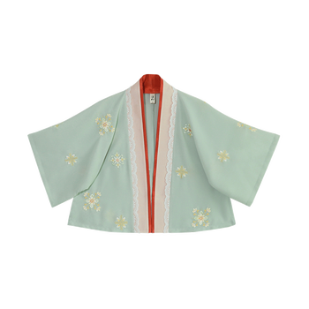 制汉服女齐腰襦裙学生古装清水溪春秋改良刺绣上衣褶裙外搭对襟半臂m