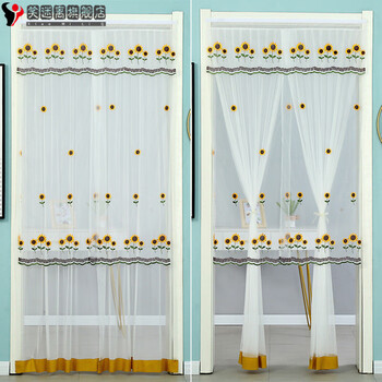 双层纱门帘 蕾丝门帘家用四季防蚊纱帘夏季通用双层隔断帘免打孔卧室