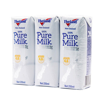 新西兰进口牛奶 纽仕兰牧场 4.0g蛋白质 全脂纯牛奶 250ml*3精致装  新西兰进口