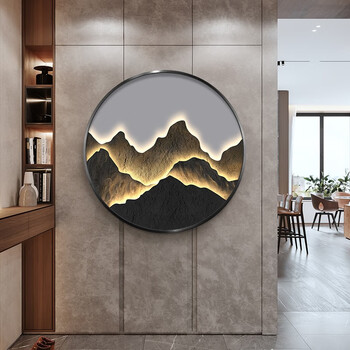 顺吉祥利  轻奢入户玄关装饰画现代简约客厅墙面挂画新中式圆形背有