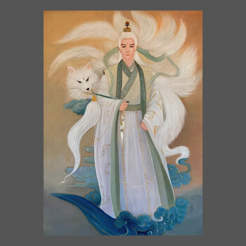 元族九天玄女娘娘画像胡九霄挂画实木框可摆可挂客厅人物装饰画 15