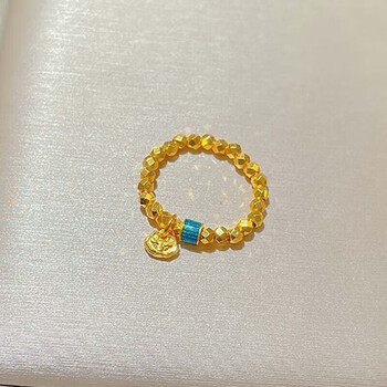 瑞诺黄金999足金烧蓝戒指女士新款蹦迪爆闪指环戒子生日礼物送女友