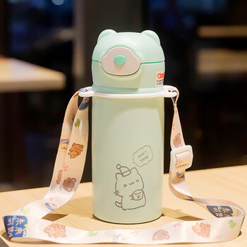 杯具熊(beddybear)保温杯女孩女童儿童幼儿园吸管水杯上学专用小学生