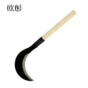 欧彤TO-0112 木柄弯头镰刀除草割草刀农用刀具开荒刀 黑色小号