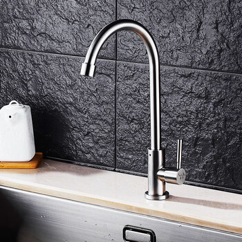 hooray304不锈钢单冷厨房水龙头水槽洗菜盆洗碗池立式可旋转龙头家用