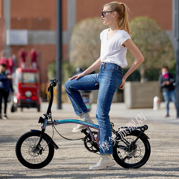 英国小布折叠自行车mint 折叠自行车便携16寸9速碟刹男女学生成人儿童