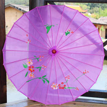 纸伞油纸伞舞蹈旗袍演出道具古风装饰伞 大中小号儿童绸布工艺伞 紫色